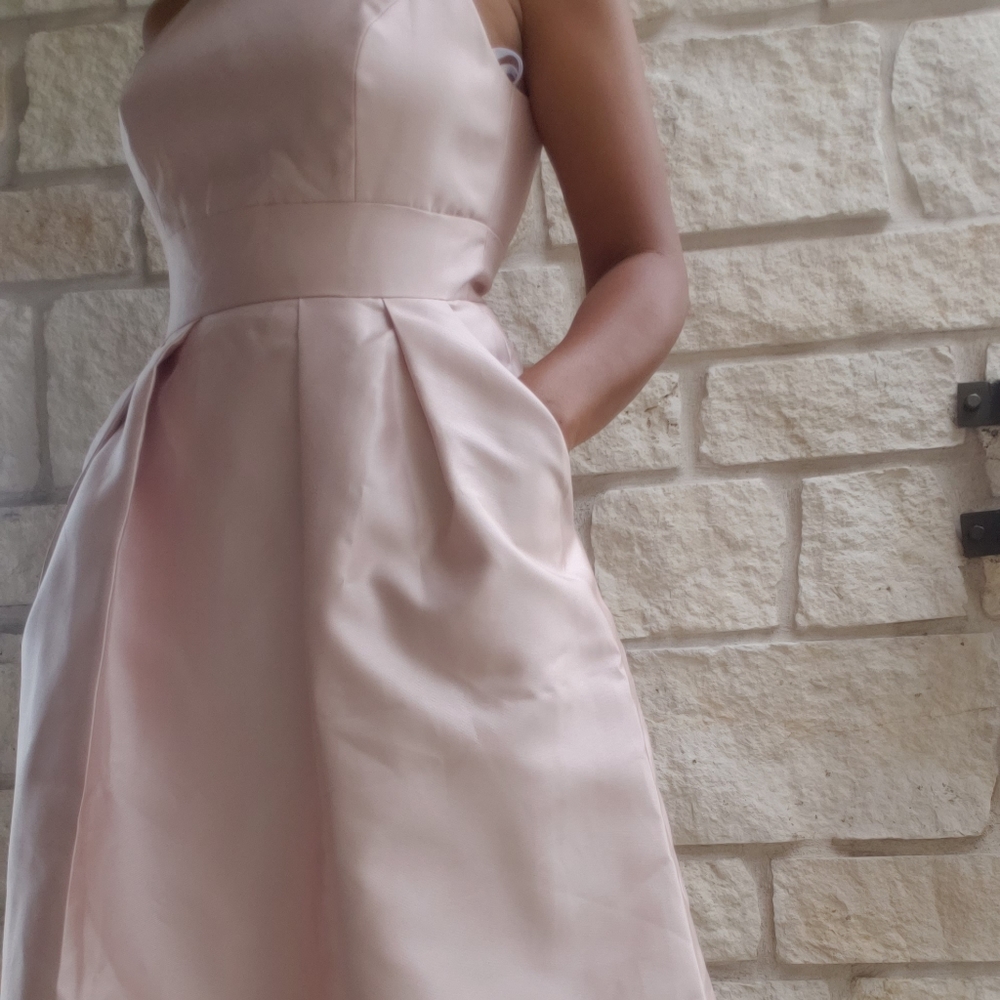 ALFRED SUNG  Jewel Neck Satin Cocktail Dress - Picture 4 of 10